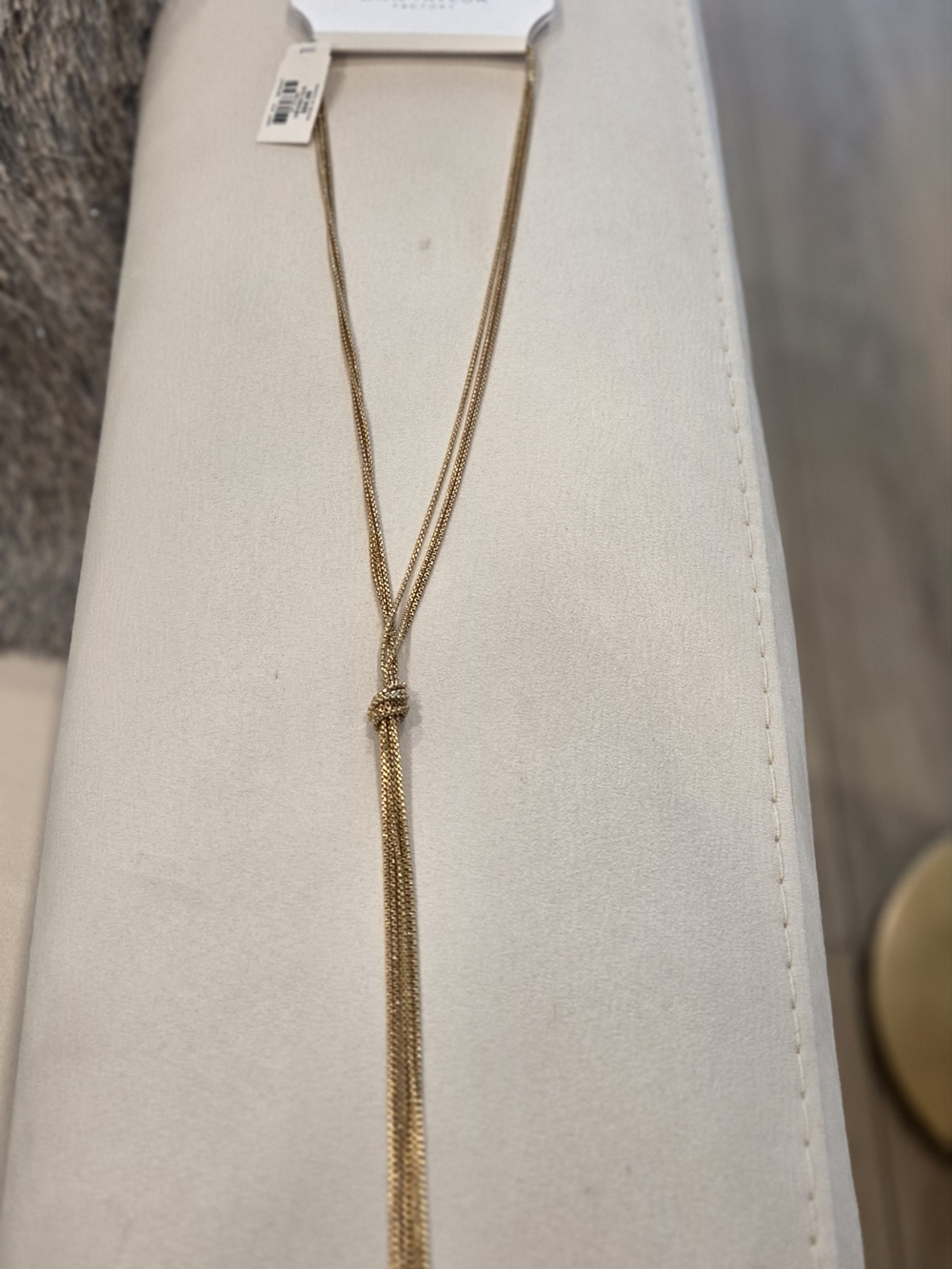 Brand New Ann Taylor Gold-Tone Knotted Lariat Tassel Long Necklace